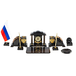 Настольный письменный набор с часами из природного камня обсидиана National Еmblem варинант исполнения - 1 | Loft Concept в Рязани