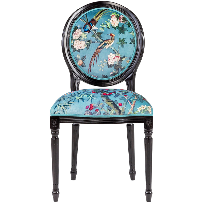 Стул из массива бука бирюзовый с изображением птиц и цветов Turquoise Chinoiserie Birds Garden Chair Бирюзовый Мульти Черный Стул из массива бука бирюзовый с изображением птиц и цветов Turquoise Chinoiserie Birds Garden Chair Бирюзовый Мульти Черный в Рязани | Loft Concept