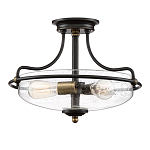 Потолочный светильник со стеклянным плафоном на изогнутых кронштейнах Quoizel  варинант исполнения - 15 | Loft Concept в Рязани