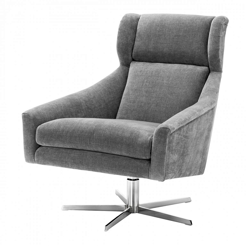 Кресло Eichholtz Swivel Chair Nara Никель Серый Кресло Eichholtz Swivel Chair Nara Никель Серый в Рязани | Loft Concept