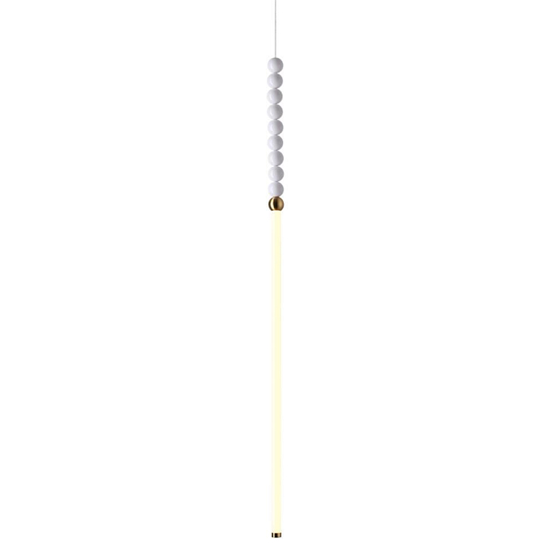 Подвесной светильник тонкий с белыми шариками PEARLS Suspension Бронза Белый в Рязани | Loft Concept 