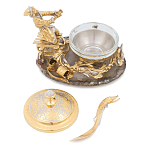 Икорница с декором "Емеля" с гравировкой на подставке из натурального камня Агат Decorative Cavair Dishes варинант исполнения - 2 | Loft Concept в Рязани