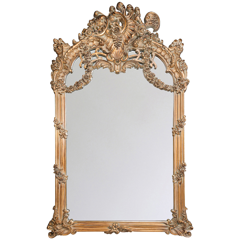 Зеркало настенное в ажурной раме с эффектом старины Classic Ornament Mirror Светло-коричневый Зеркало настенное в ажурной раме с эффектом старины Classic Ornament Mirror Светло-коричневый в Рязани | Loft Concept