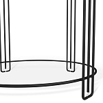 Стол журнальный круглый с серой столешницей из стекла на 4-х черных ножках Gray and Gold Marble варинант исполнения - 4 | Loft Concept в Рязани