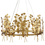 Люстра круглая золотая с декором в виде веток эвкалипта Eucalyptus Branches варинант исполнения - 1 | Loft Concept в Рязани