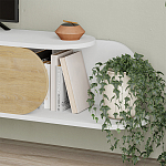 ТВ-тумба подвесная белая с полкой и откидной дверцей цвета древесины TONE TV STAND WHITE варинант исполнения - 4 | Loft Concept в Рязани