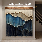 Текстильный Арт-объект на стену ручной работы из веревок Blue Mountains варинант исполнения - 2 | Loft Concept в Рязани