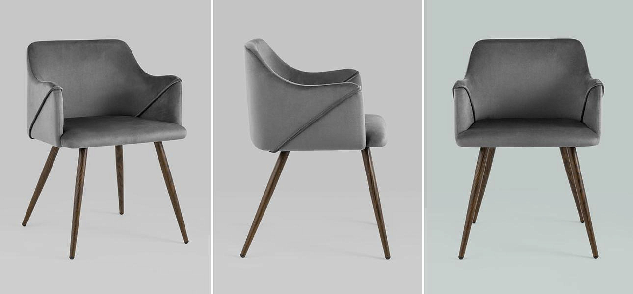 Стул Monarch Chair Серый Велюр Стул Monarch Chair Серый Велюр - Loft-Concept в Рязани