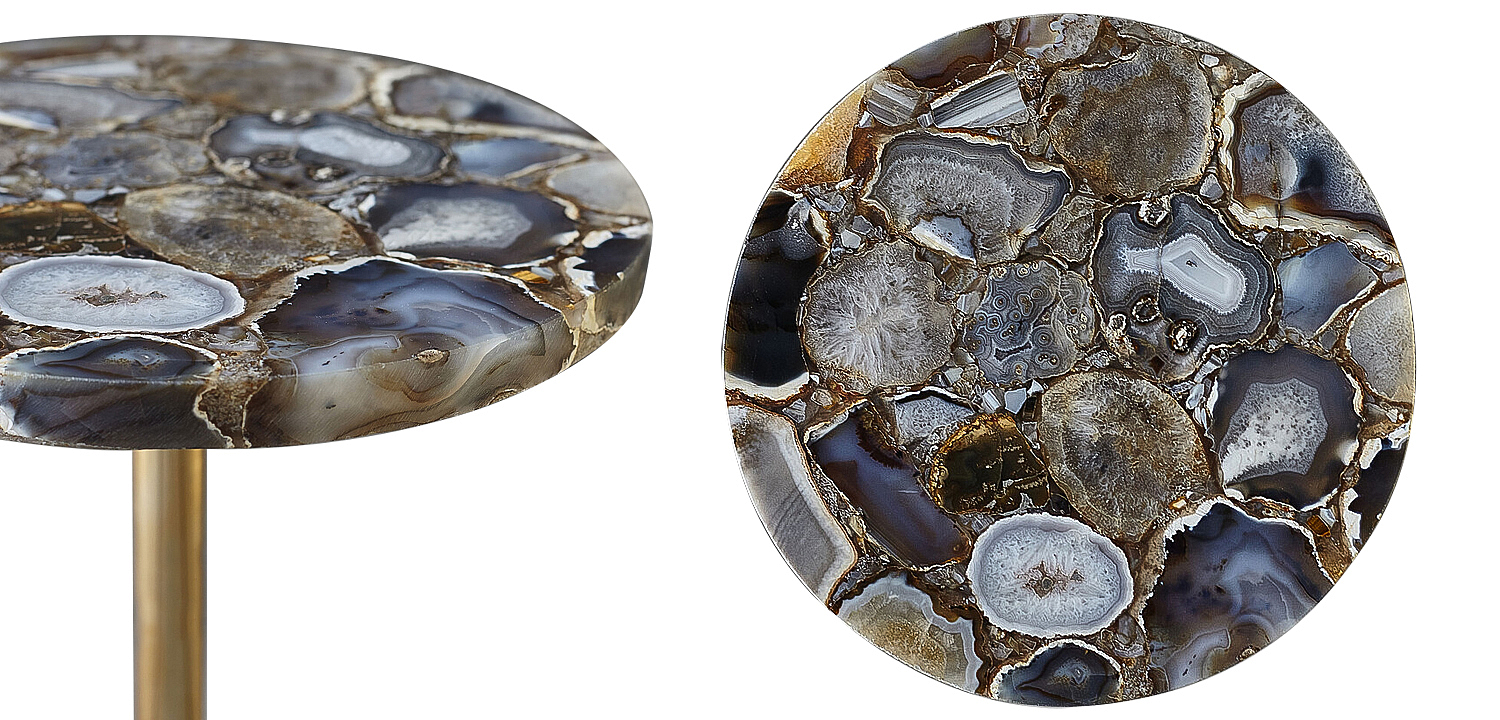 Приставной столик со столешницей из агата Grey Agate Side Table Приставной столик со столешницей из агата Grey Agate Side Table - Loft-Concept в Рязани
