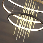 Люстра подвесная с 3-мя круглыми подвесами в черном и золотистом цвете и вертикальными подвесками Ring Horizontal варинант исполнения - 3 | Loft Concept в Рязани