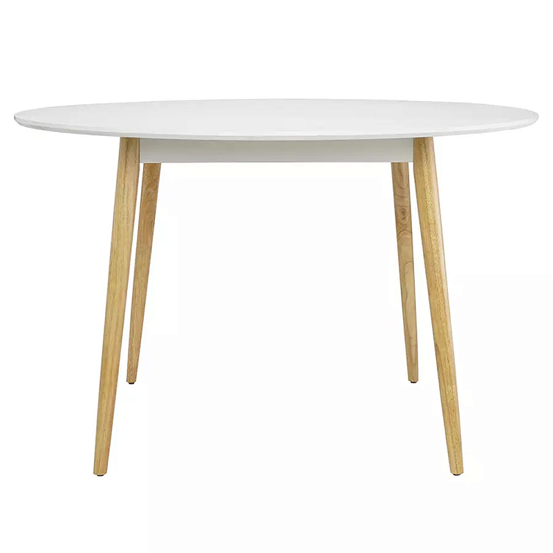 Круглый обеденный стол на 4-х ножках Round Dining Table Mateo Черный Белый в Рязани | Loft Concept 