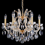 Люстра подвесная с 6-ю лампочками и прозрачными хрустальными подвесками на основании золотого цвета Crystal lamps варинант исполнения - 1 | Loft Concept в Рязани