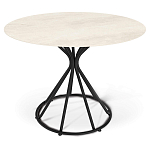 Стол обеденный с круглой керамической столешницей песчаного цвета Sand Ceramics варинант исполнения - 1 | Loft Concept в Рязани