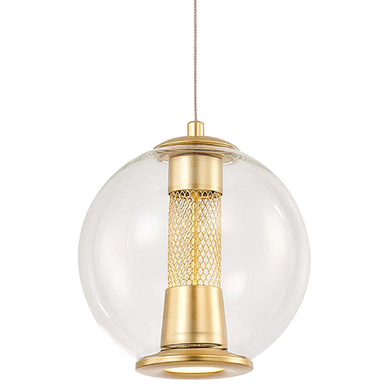 Подвесной светильник с плафоном в форме шара Inner Gleam Orb gold Прозрачное Стекло Золотой Подвесной светильник с плафоном в форме шара Inner Gleam Orb gold Прозрачное Стекло Золотой в Рязани | Loft Concept