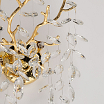 Бра золотого цвета с декоративными ветвями и прозрачными подвесками в форме листьев Droplet Chandelier варинант исполнения - 6 | Loft Concept в Рязани