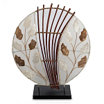 Настольная лампа из перламутра и дерева на подставке Indonesian Petal варинант исполнения - 1 | Loft Concept в Рязани