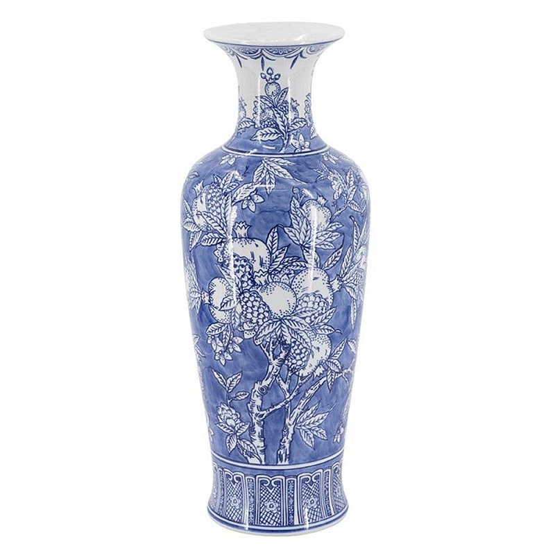 Ваза в китайском стиле Гранатовое дерево Blooming Pomegranate Голубой Белый в Рязани | Loft Concept 