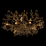 Потолочная люстра в виде ветвей деревьев золотого цвета с прозрачными подвесками-каплями Droplet Chandelier варинант исполнения - 4 | Loft Concept в Рязани