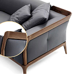 Диван двухместный c каркасом из массива дерева Double Sofa Made of Walnut Wood варинант исполнения - 2 | Loft Concept в Рязани