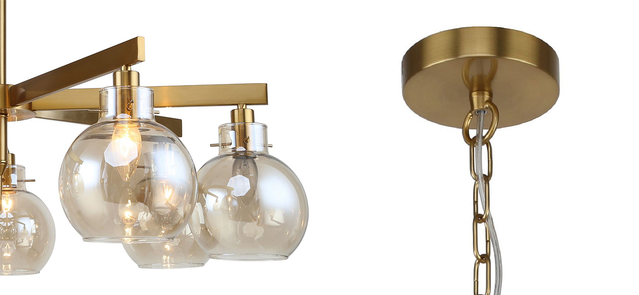 Люстра с плафонами коньячного цвета Carmella Globe Brass Люстра с плафонами коньячного цвета Carmella Globe Brass - Loft-Concept в Рязани