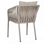 Стул серо-бежевый с декоративным плетением на спинке и подлокотниках Chair Weave варинант исполнения - 5 | Loft Concept в Рязани