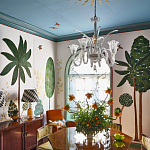 Обои с вышивкой ручной работы Mughal Trees Original colourway on linen варинант исполнения - 6 | Loft Concept в Рязани