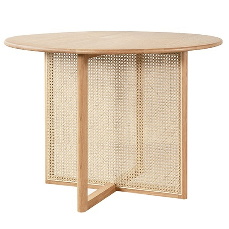 Обеденный стол круглый с плетёным основанием из ротанга Soda Dinning Table Бежевый Обеденный стол круглый с плетёным основанием из ротанга Soda Dinning Table Бежевый в Рязани | Loft Concept