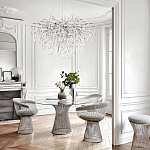 Люстра подвесная с прозрачными стеклянными подвесками в форме капель Диаметр 80 см Droplet Chandelier варинант исполнения - 11 | Loft Concept в Рязани