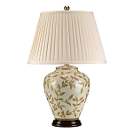 Настольная лампа с фарфоровым основанием бежевого цвета с рисунком и плиссированным абажуром на темной подставке Elstead Lighting варинант исполнения - 6 | Loft Concept в Рязани