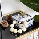 Фарфоровая шкатулка с бронзовой стрекозой Blue and White варинант исполнения - 7 | Loft Concept в Рязани