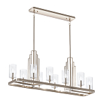 Люстра прямоугольная цвета латунь с прозрачными рифлеными цилиндрическими плафонами Kichler варинант исполнения - 11 | Loft Concept в Рязани