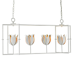 Люстра белая прямоугольная с абажурами в виде цветков тюльпана White Tulips варинант исполнения - 2 | Loft Concept в Рязани
