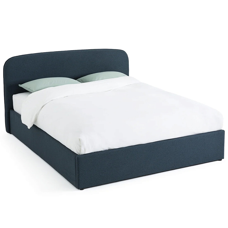 Двуспальная кровать с подъемным механизмом Mathise Bed Deep Blue Темно-синий в Рязани | Loft Concept 