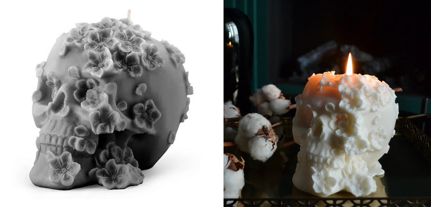 Свеча Gray Flowers Skull Свеча Gray Flowers Skull - Loft-Concept в Рязани