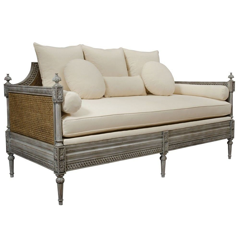 Диван French Cane Sofa Daybed ivory ( слоновая кость ) Дерево Темно-Серый в Рязани | Loft Concept 