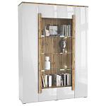 Шкаф-витрина с белым глянцевым фасадом 4-х дверная Grace of Furniture варинант исполнения - 1 | Loft Concept в Рязани