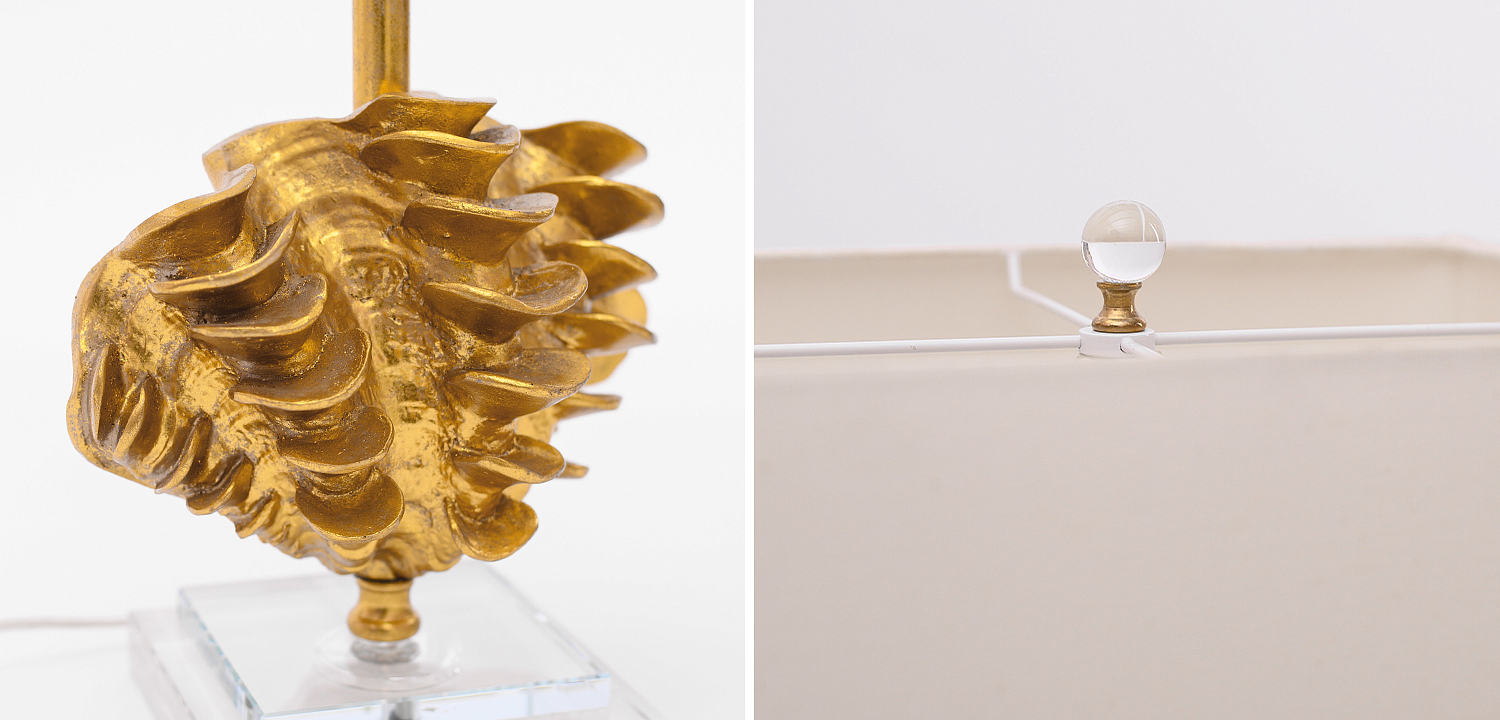 Настольная лампа Golden Shell Table Lamp с абажуром Настольная лампа Golden Shell Table Lamp с абажуром - Loft-Concept в Рязани