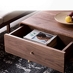 Кофейный стол из дерева с ящиком и нишей для хранения Coffee Walnut Table варинант исполнения - 7 | Loft Concept в Рязани