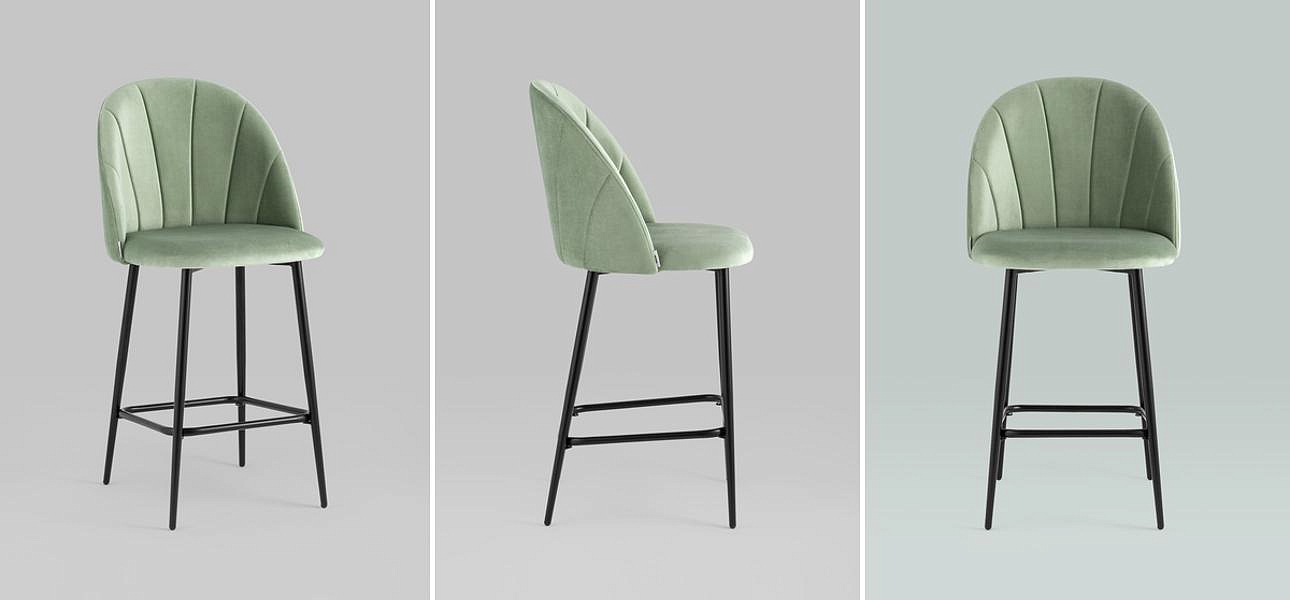 Барный Стул Balsari S Chair Фисташковый Велюр Барный Стул Balsari S Chair Фисташковый Велюр - Loft-Concept в Рязани