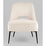 Кресло лаунж Бостон велюр рельефный молочный на черных ножках варинант исполнения - 4 | Loft Concept в Рязани