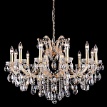Люстра подвесная с 12-ю лампочками и прозрачными хрустальными подвесками на основании золотого цвета Crystal lamps варинант исполнения - 1 | Loft Concept в Рязани