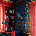 Обои с вышивкой ручной работы Flora Rio colourway on Liso Pine wool sateen варинант исполнения - 1 | Loft Concept в Рязани