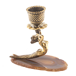 Подсвечник из натурального камня агат светло-коричневый Stone Candlestick варинант исполнения - 3 | Loft Concept в Рязани