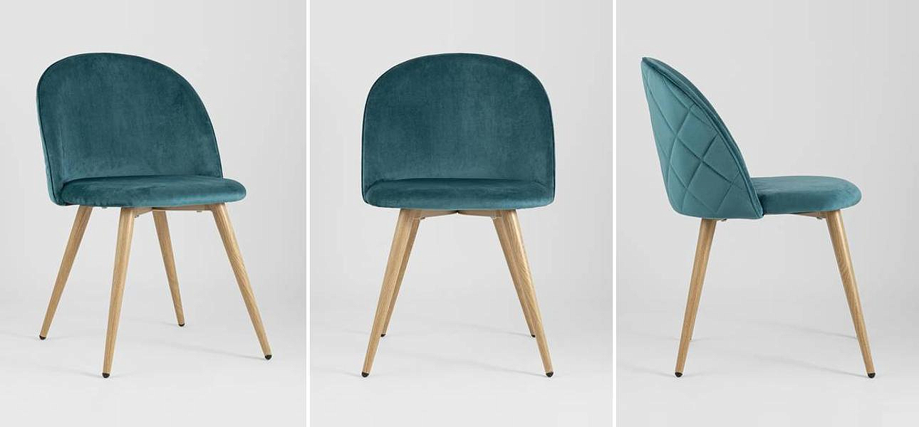 Стул Miruna Chair Спинка Ромбы Синий Велюр Стул Miruna Chair Спинка Ромбы Синий Велюр - Loft-Concept в Рязани
