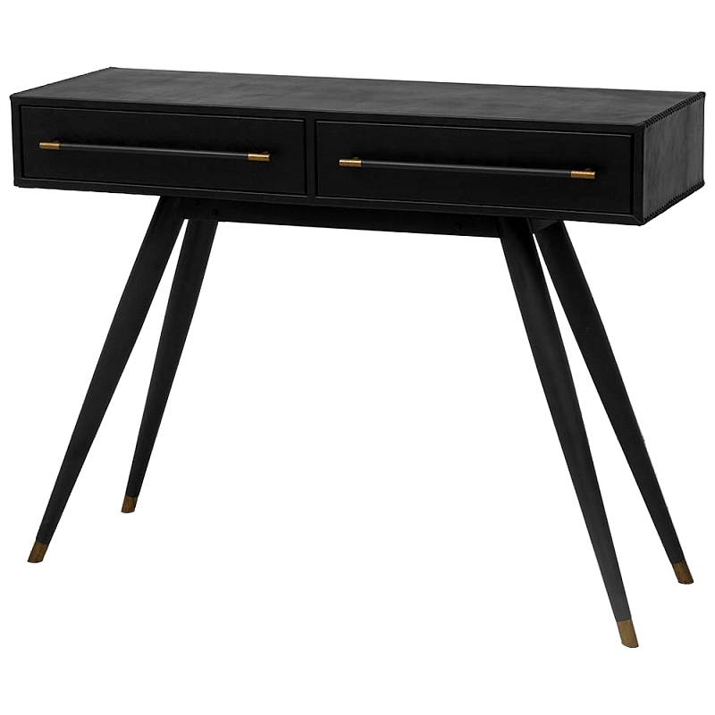 Консоль с 2-мя ящиками Idoya Black Console Черный Латунь Консоль с 2-мя ящиками Idoya Black Console Черный Латунь в Рязани | Loft Concept
