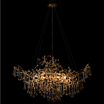 Подвесная люстра в виде ветвей деревьев золотого цвета с прозрачными подвесками-каплями 10 и 14 ламп Droplet Chandelier варинант исполнения - 2 | Loft Concept в Рязани