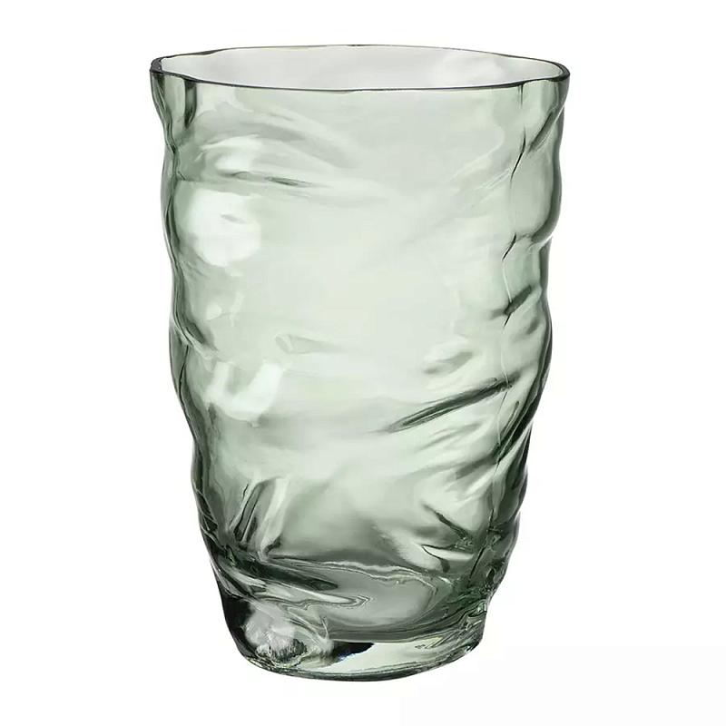 Ваза стеклянная фактурная Crumpled Vase 20 см Зеленый Серый Ваза стеклянная фактурная Crumpled Vase 20 см Зеленый Серый в Рязани | Loft Concept