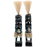 Комплект из 2-х деревянных статуэток Asmat Straw Headdress Statuettes Dark Blue варинант исполнения - 1 | Loft Concept в Рязани