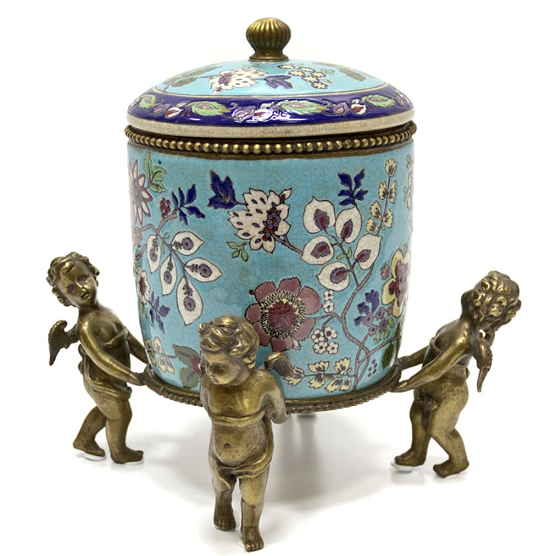 Шкатулка Casket Wonderful Flowers and Putti Голубой Бронза Шкатулка Casket Wonderful Flowers and Putti Голубой Бронза в Рязани | Loft Concept