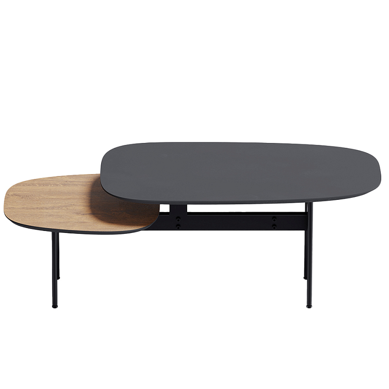 Step журнальный столик из натурального дуба и металла Черный Светлый дуб в Рязани | Loft Concept 